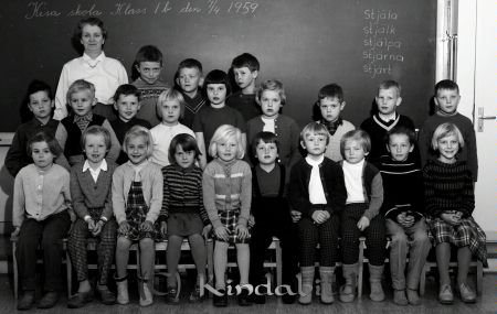 Fru Holmqvist Kisa Skola Klass 1 B
raja 
Holmqvist Kisa Skola  
Grupporträtt skolfoto

Nyckelord: Holmqvist Kisa