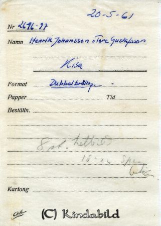 Henrik Johansson och Tore Gustafsson Kisa
Henrik Johansson och Tore Gustafsson Kisa 
Nyckelord: Gustafsson Kisa
