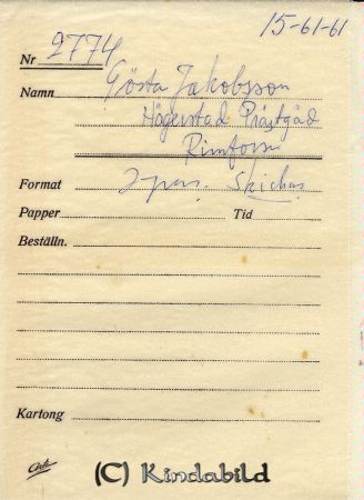 Gösta Jakobsson
pim

Gösta Jakobsson
Porträtt-man
Nyckelord: Jakobsson Hägerstad Prästgård