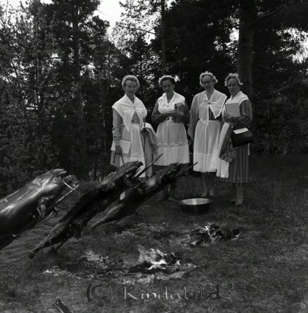 Husmodersdag Kisa
raja
Fyra kvinnor som står bakom grillplats på Hembygdsgården i Kisa  
Nyckelord: Husmodersdag Kisa