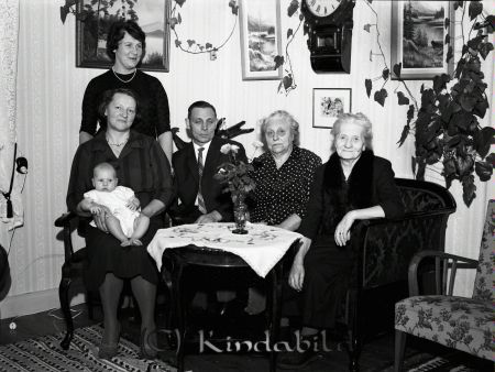 Gösta Andersson Sundsnäs Kisa
raja
Foto med fyra kvinnor en ma och ett barn  
Nyckelord: Andersson Kisa