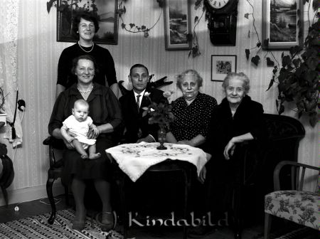 Gösta Andersson Sundsnäs Kisa
raja
Foto med fyra kvinnor en man och ett barn  
Nyckelord: Andersson Kisa