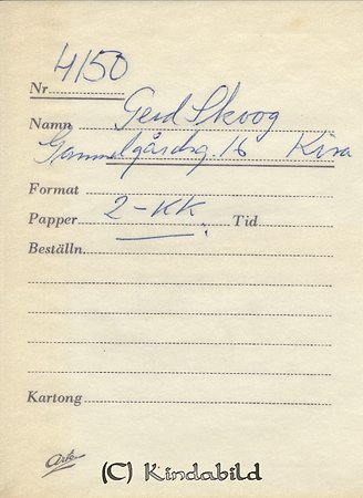 Gerd Skoog Gammelgårdsgatan 16 Kisa
Nyckelord: Skoog Kisa