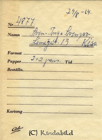 Sven-Inge Svensson Linnégatan 13 Kisa
Nyckelord: Svensson Kisa