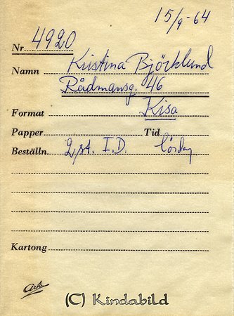 Kristina Björklund Rådmansgatan 46 Kisa
Nyckelord: Björklund Kisa