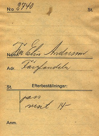 Fru Elin Andersson Färghandeln Kisa
Nyckelord: Andersson Kisa
