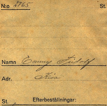 Emmy Fridolf Kisa
Nyckelord: Fridolf Kisa
