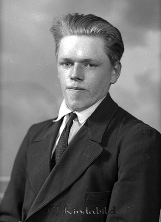 Evert Johansson Idhult Björkfors
raja
Man klädd skjorta slips och kavaj  

raja
Karl Viktor Evert Johansson född 1912, son till Johan Gottfrid och Ester Jonsson.
 Systrar:
 Gunborg född 1914
 Beda född 1916
 Svea född 1918
 1960 bodde Evert Jonsson kvar i Idhult och var ogift.
 Han arbetade bl a som bergsprängare 
 Källa: Studiegruppen hembygdsgården och Folkräkning 
Nyckelord: Johansson Björkfors