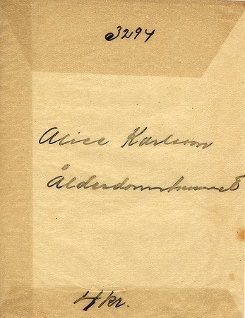 Alice Karlsson Ålderdomshemmet
Nyckelord: Karlsson Ålderdomshemmet