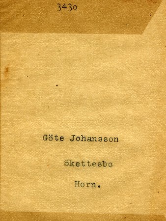 Göte Johansson Skettesbo Horn
Nyckelord: Johansson Horn