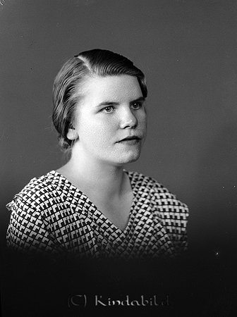 Elna Nilsson Idhult Björkfors
raja
Kvinna klädd i mönstrad klänning  

raja
Elna Martina Nilsson född 1917 i Oppeby, dotter till Martin Nilsson och hans hustru Hildur född Johansson.
 Syskon till Elna: Hildur född 1919 och Bertil född 1928.
 Bertil blev meteorolog och bosatte sig i Grästorp, där han bildade familj. Hildur gifte sig med Ragnar Karlsson i Idhult och fick sonen Lars-Inge,
 Elna gifte sig med Göte Jonsson.' De fick sönerna Karl-Magnus och Lars-Jonney.
 Källa: Studiegruppen hembygdsgården 
Nyckelord: Nilsson Björkfors