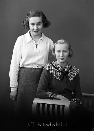Inga Ljungqvist och Anna-Britta Bergman Kisa
raja
Två kvinnor klädda i klänning respektive blus och kjol

Nyckelord: Bergman Kisa