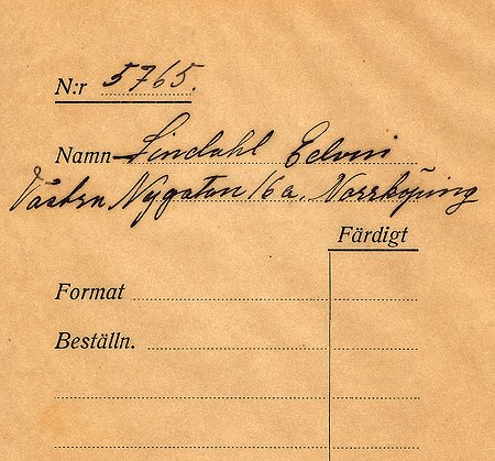 Edvin Lindahl Västra Nygatan 16 a Norrköping
Nyckelord: Lindahl Norrköping