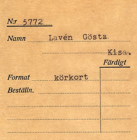 Gösta Lavén Kisa
Nyckelord: Lavén Kisa