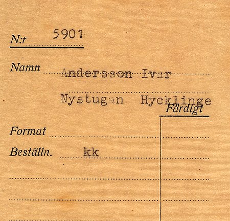 Ivar Andersson Nystugan Hycklinge
Nyckelord: Andersson Hycklinge