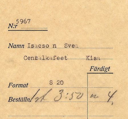 Svea Isacsson Centralkafet Kisa
Nyckelord: Svea Isacsson Centralkafet Kisa