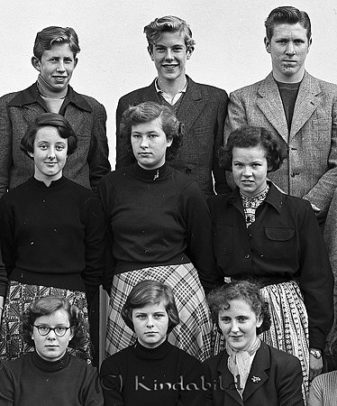 Realskolan år 1952
raja
Klassfoto                      

raja
Främre raden fr vänster Leila Laine, Inger Nilsson, Anne-Marie Skott.
Mellanraden fr vänster Barbro Gustafsson.
Bakre raden fr höger Inge Karlsson.
Källa: Studiegruppen hembygdsgården 
Nyckelord: Realskolan Kisa